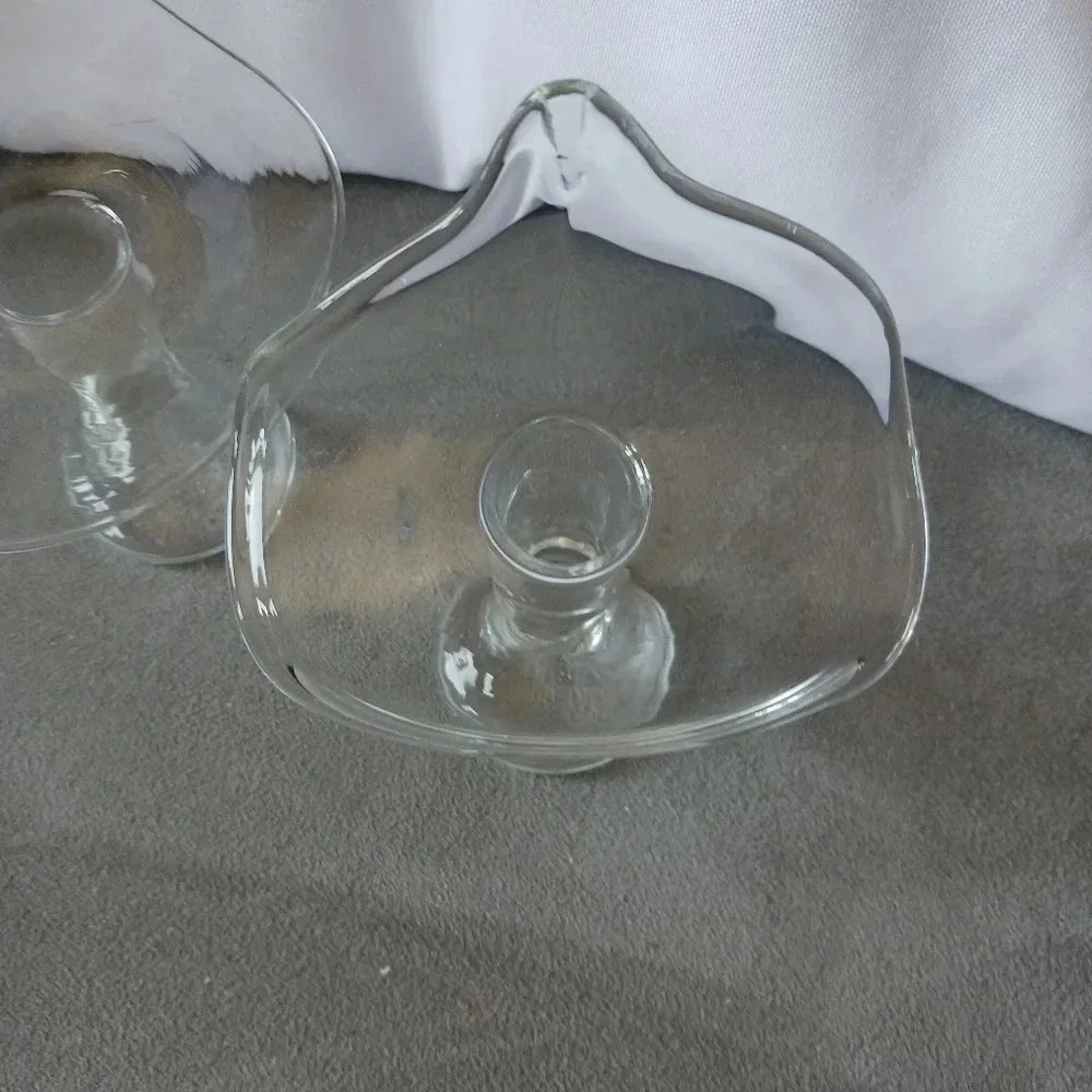 Vtg Calla lilly jack in the pulpit clear glass vase art glass set of 2